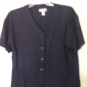 T shirt button down navy blue woman’s top